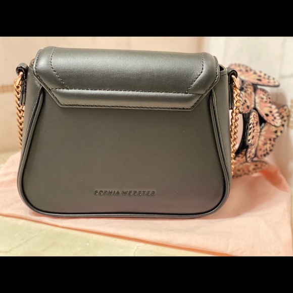 Sophia Webster Black Shoulder Bag with Pink Butterfly Accents - Picture 5 of 10